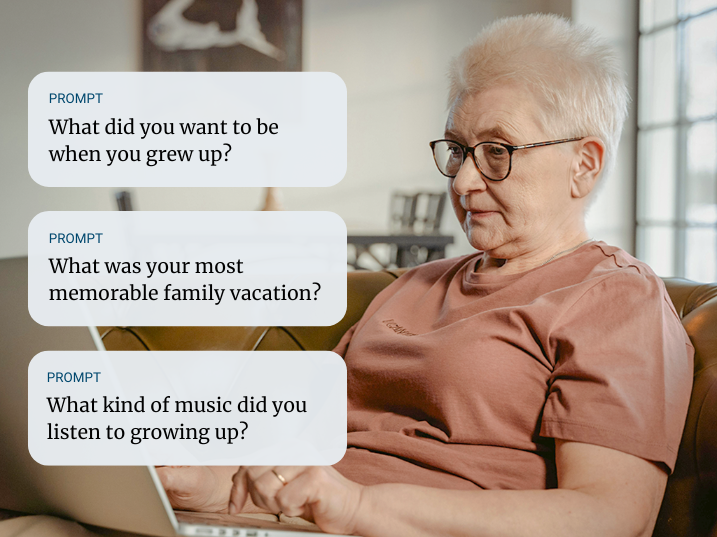 Woman answering a prompt on her phone