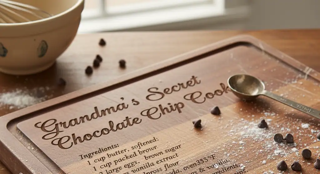 Cutting board engraved with family recipe