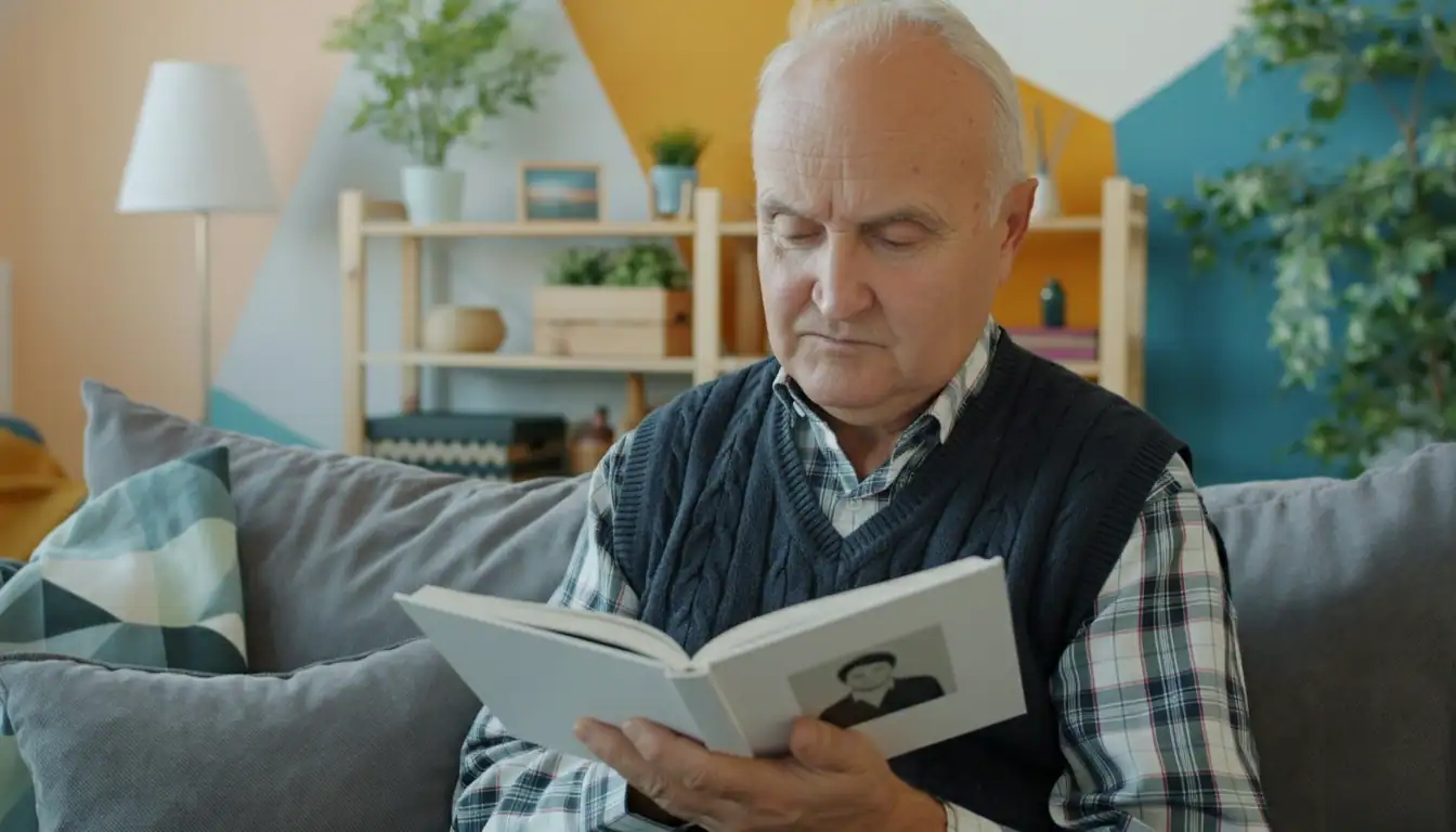 Grandpa looking at brag book