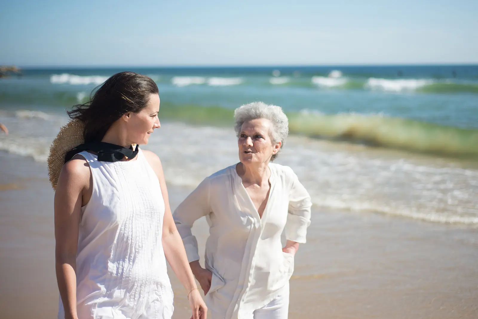 Grandchild listening attentively to grandmother