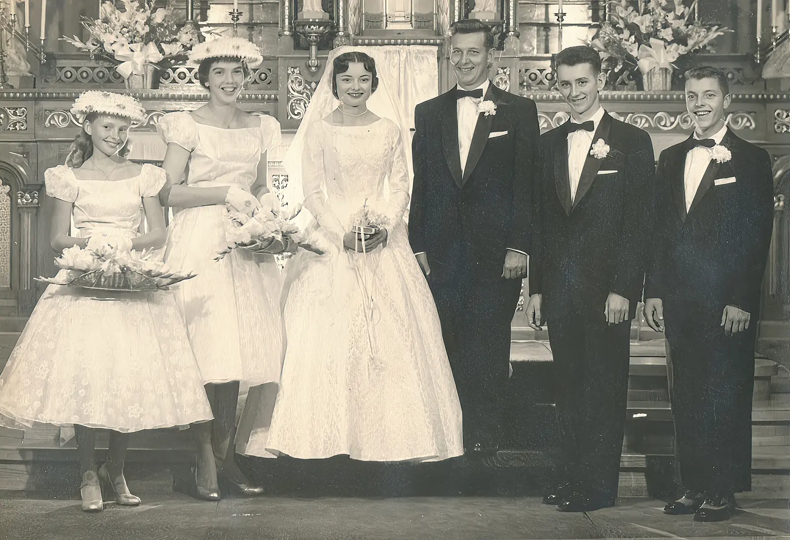 Vintage wedding photograph or couple