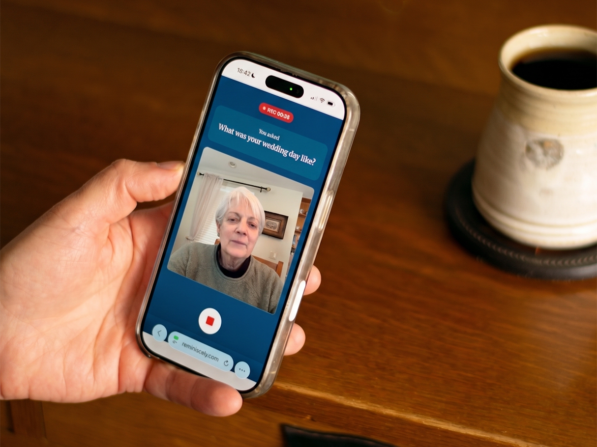 Parent recording a story on their phone